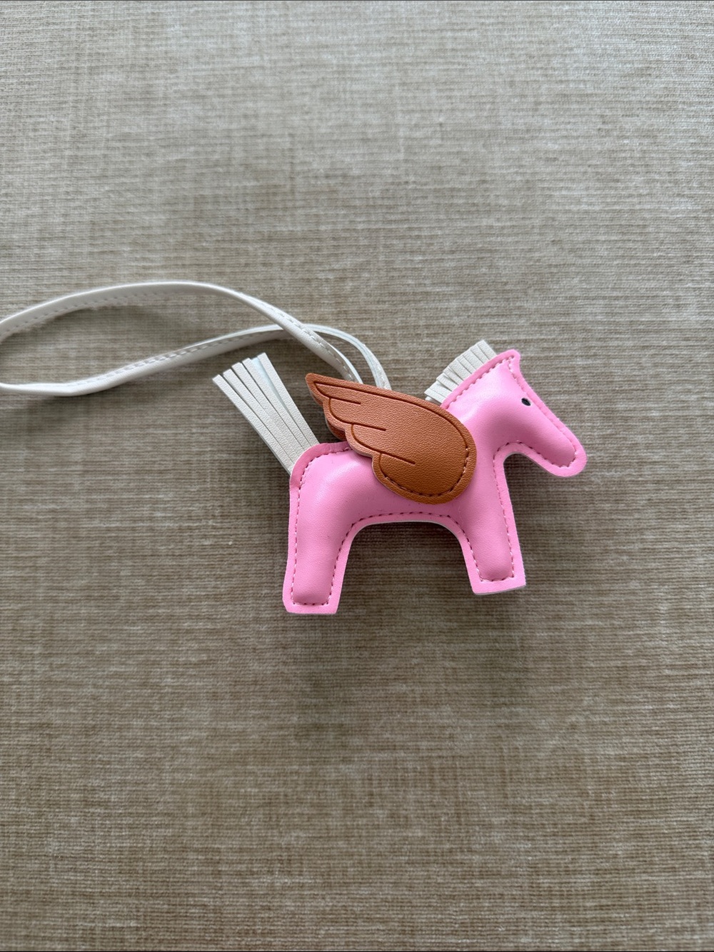 Pink Pegasus Bag Charm with Tan Wings